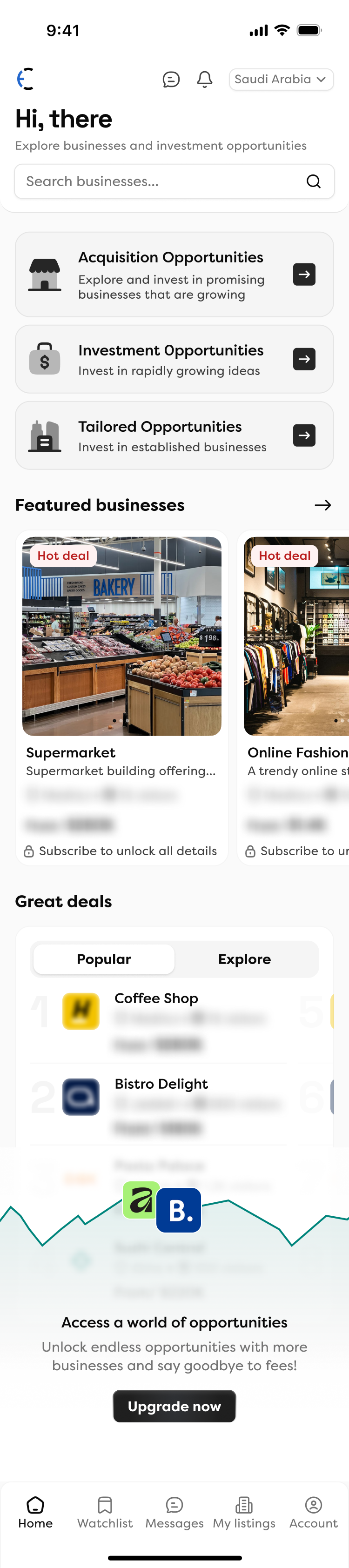Entrepreneurs Circle home screen